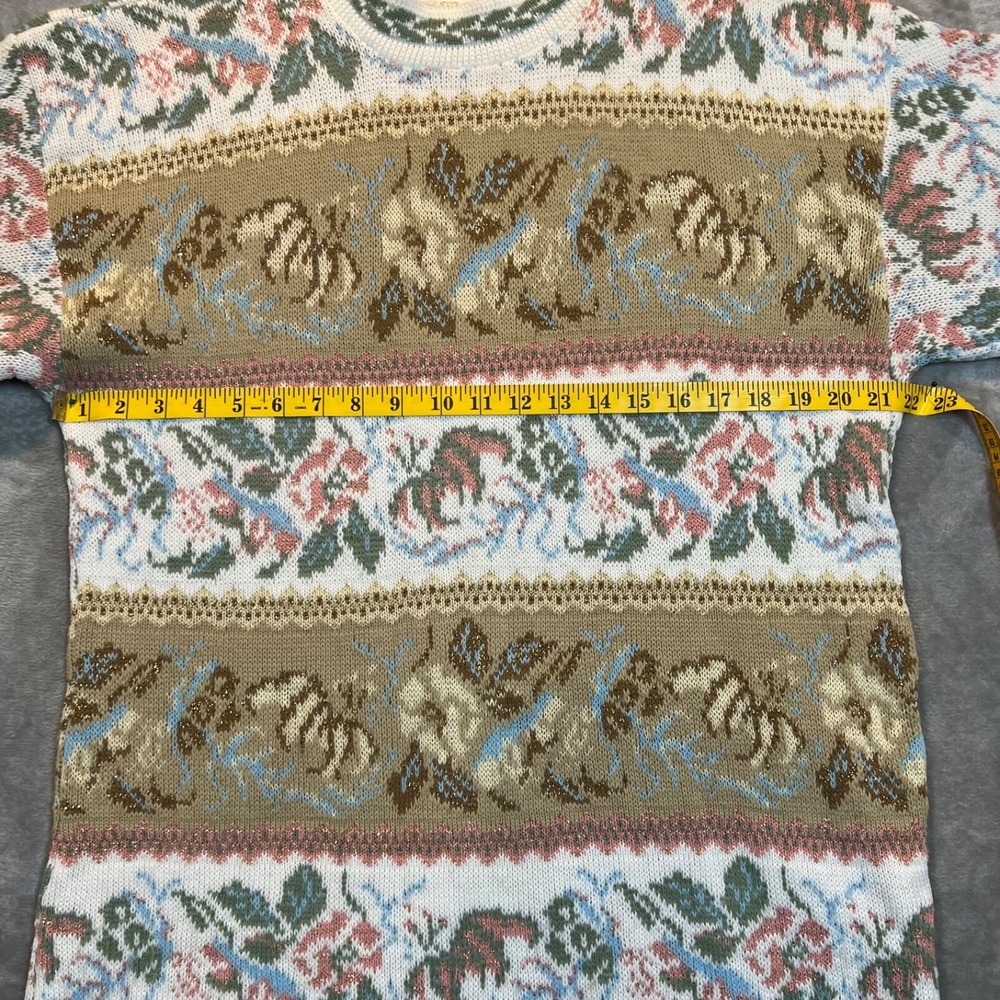Vintage‎ Women's Ornate Cottage Core Floral Shabby Chic Feminine Sweater Medium - Picture 8 of 11